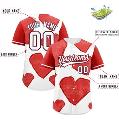 White Red Mother's Day Graffiti Stretch Baseball Jersey 2