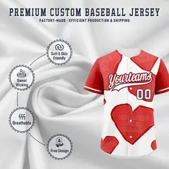White Red Mother's Day Graffiti Stretch Baseball Jersey 3