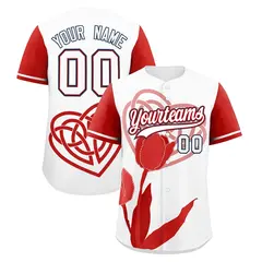 White Red Mother's Day Graffiti Stretch Baseball Jersey