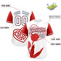White Red Mother's Day Graffiti Stretch Baseball Jersey 2