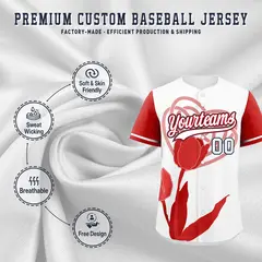 White Red Mother's Day Graffiti Stretch Baseball Jersey 3