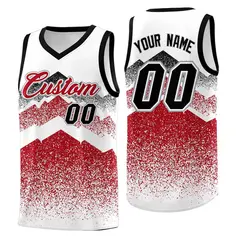 White Red Mountain Fade Gradient Fashion Basketball Jersey 1