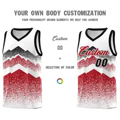 White Red Mountain Fade Gradient Fashion Basketball Jersey 3