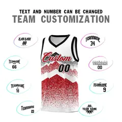 White Red Mountain Fade Gradient Fashion Basketball Jersey 4