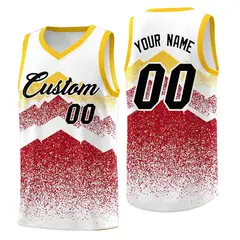 White Red Mountain Fade Gradient Fashion Basketball Jersey 1