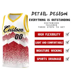 White Red Mountain Fade Gradient Fashion Basketball Jersey 2