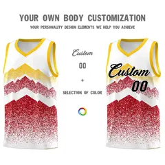 White Red Mountain Fade Gradient Fashion Basketball Jersey 3