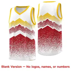 White Red Mountain Fade Gradient Fashion Basketball Jersey 6