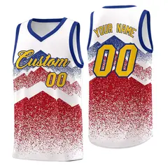 White Red Mountain Fade Gradient Fashion Basketball Jersey 1
