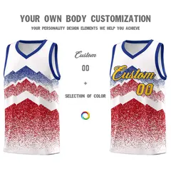 White Red Mountain Fade Gradient Fashion Basketball Jersey 3