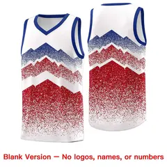 White Red Mountain Fade Gradient Fashion Basketball Jersey 6