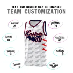 White Red Navy Bat Pattern Halloween Basketball Jersey 4