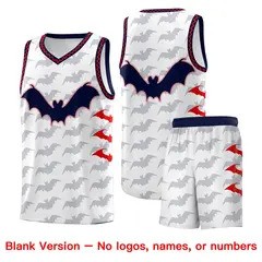 White Red Navy Bat Pattern Halloween Basketball Jersey 7
