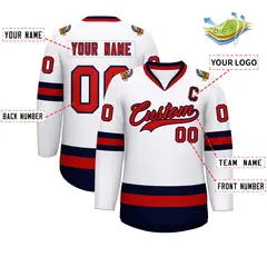 White Red-Navy Classic Style Hockey Jersey 2