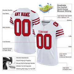 White Red-Navy Classic Style Mesh Authentic Football Jersey 2