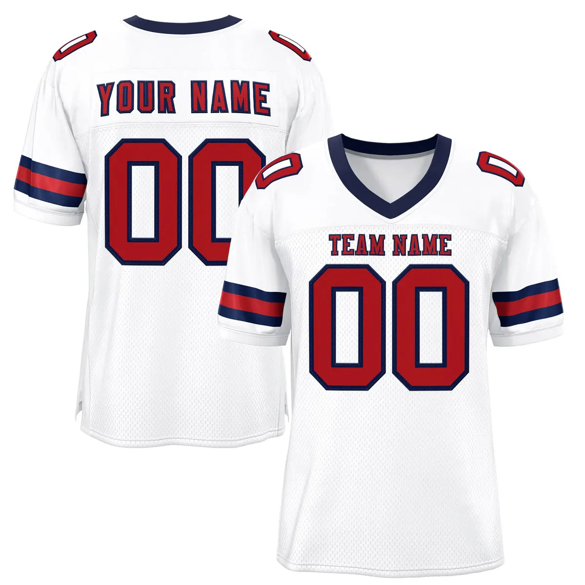 White Red-Navy Classic Style Mesh Authentic Football Jersey