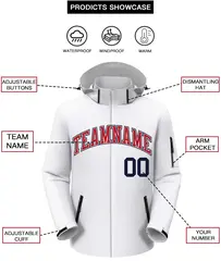 White Red-Navy Classic Style Waterproof Jacket 2