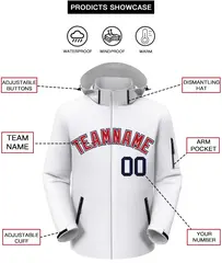 White Red-Navy Classic Style Waterproof Jacket 2