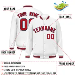 White Red-Navy Classic Varsity Full-Snap Letterman Jacket 2