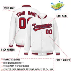 White Red-Navy Classic Varsity Full-Snap Letterman Jacket 2
