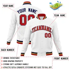 White Red-Navy Classic Varsity Full-Snap Letterman Jacket 4