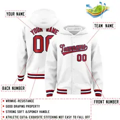 White Red-Navy Classic Varsity Letterman Jacket Hoodie 4