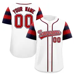 White Red Navy Flag Lace Sleeve Baseball Jersey