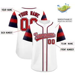 White Red Navy Flag Lace Sleeve Baseball Jersey 2