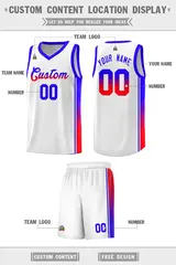 White Red-Navy Gradient Fashion Sports Basketball Jersey 2