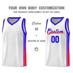 White Red-Navy Gradient Fashion Sports Basketball Jersey 3