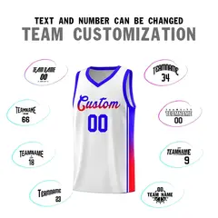 White Red-Navy Gradient Fashion Sports Basketball Jersey 4