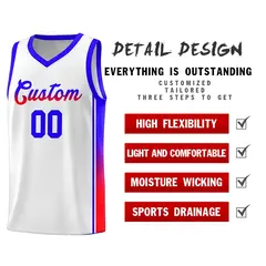 White Red-Navy Gradient Fashion Sports Basketball Jersey 5