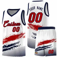 White Red Navy Graffiti Basketball Jersey 1
