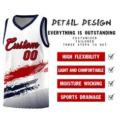 White Red Navy Graffiti Basketball Jersey 2