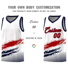White Red Navy Graffiti Basketball Jersey 3