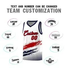 White Red Navy Graffiti Basketball Jersey 4
