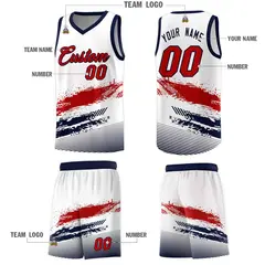 White Red Navy Graffiti Basketball Jersey 5