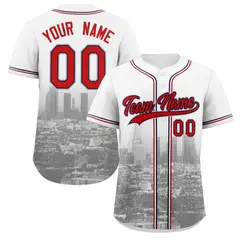 White Red Navy Los Angeles City Skyline Baseball Jersey 1
