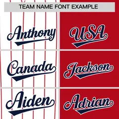 White Red Navy Pinstripe Raglan Baseball Jersey 3