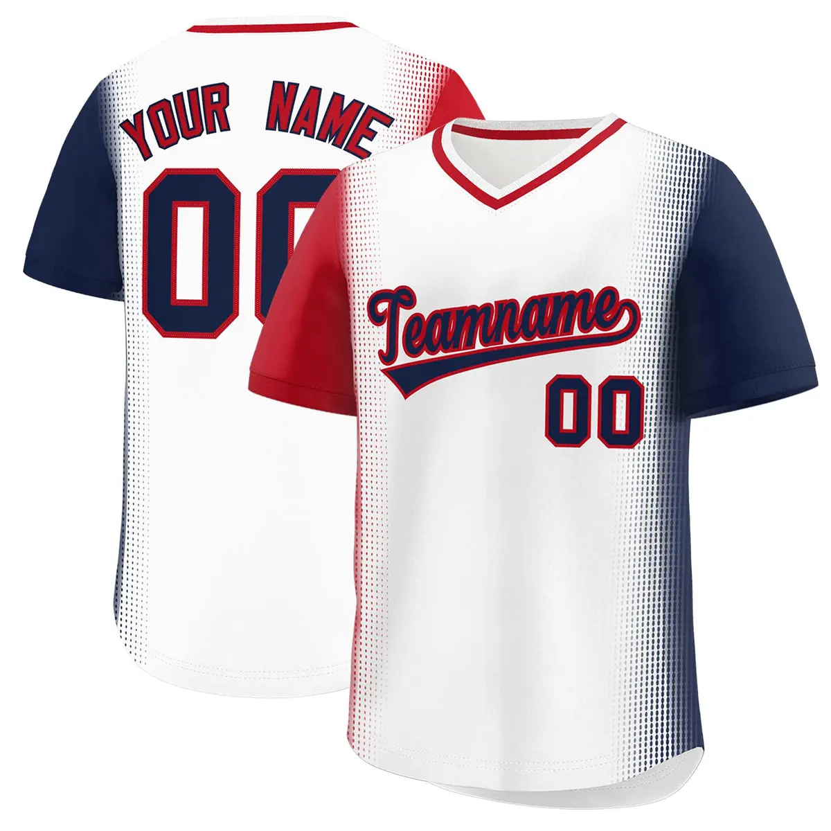 White Red-Navy Raglan Pullover Authentic Baseball Jersey