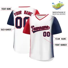 White Red-Navy Raglan Pullover Authentic Baseball Jersey 2