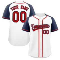 White Red-Navy Raglan Sleeve Authentic Baseball Jersey
