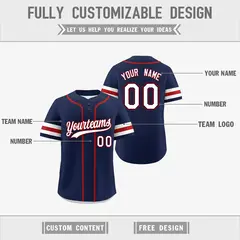 White Red Navy Reversible Two-Button Baseball Jersey 3