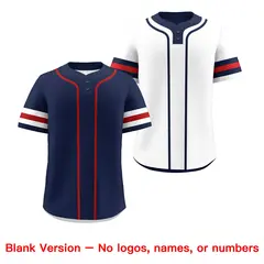 White Red Navy Reversible Two-Button Baseball Jersey 9