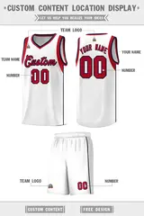 White Red-Navy Sleeve Color Block Classic Basketball Jersey 2