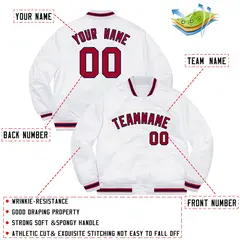 White Red-Navy Soldier Full-Snap Varsity Letterman Jacket 2
