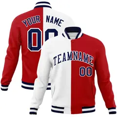 White Red Navy Split Varsity Full-Snap Letterman Jacket 1