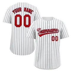 White Red-Navy Stripe Authentic Fashion Baseball Jersey