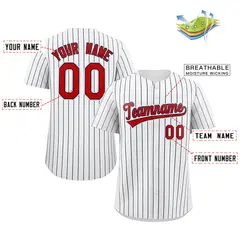 White Red-Navy Stripe Authentic Fashion Baseball Jersey 2