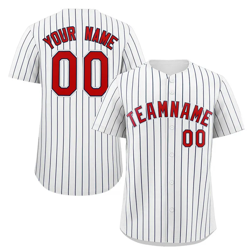 White Red-Navy Stripe Authentic Fashion Baseball Jersey